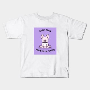 Kawaii Cute Yoga Meditating bullgod Kids T-Shirt